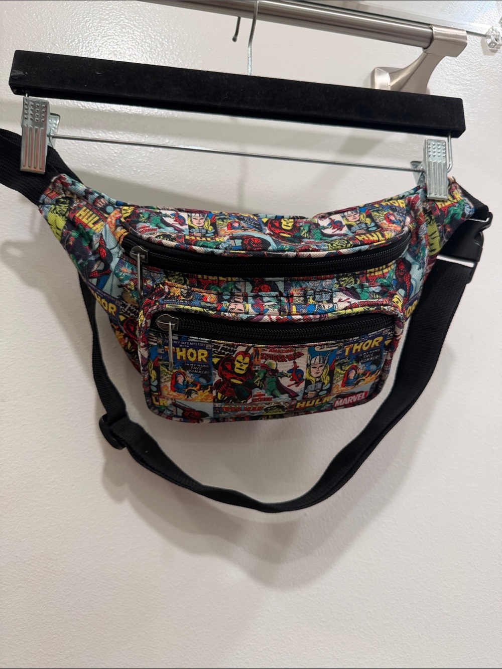 Marvel Comic Panel Belt Bag with Black Strap